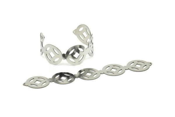 Adjustable Bangle Bracelet, Stainless Steel Flat Bracelet With 2 Holes, Steel Bracelet, Steel Bracelet Bangle (145x25x0.80mm) SMP1800