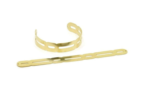 Adjustable Bangle Bracelet, Raw Brass Flat Bracelet With 2 Holes, Raw Brass Bracelet, Brass Bracelet Bangle (145x13x0.80mm) SMP1804