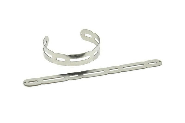 Adjustable Bangle Bracelet, Stainless Steel Flat Bracelet With 2 Holes, Steel Bracelet, Steel Bracelet Bangle (145x13x0.80mm) SMP1804