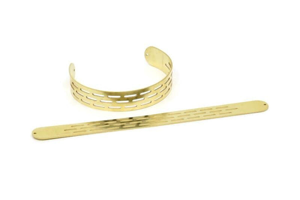Adjustable Bangle Bracelet, Raw Brass Flat Bracelet With 2 Holes, Raw Brass Bracelet, Brass Bracelet Bangle (145x13x0.80mm) SMP1802