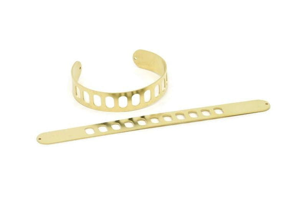 Adjustable Bangle Bracelet, Raw Brass Flat Bracelet With 2 Holes, Raw Brass Bracelet, Brass Bracelet Bangle (145x13x0.80mm) SMP1803