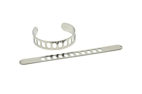 Adjustable Bangle Bracelet, Stainless Steel Flat Bracelet With 2 Holes, Steel Bracelet, Steel Bracelet Bangle (145x13x0.80mm) SMP1803