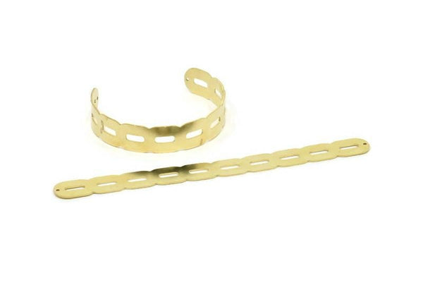 Adjustable Bangle Bracelet, Raw Brass Flat Bracelet With 2 Holes, Raw Brass Bracelet, Brass Bracelet Bangle (145x13x0.80mm) SMP1805