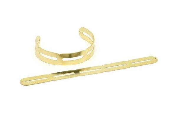 Adjustable Bangle Bracelet, Raw Brass Flat Bracelet With 2 Holes, Raw Brass Bracelet, Brass Bracelet Bangle (145x13x0.80mm) SMP1810
