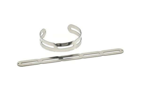 Adjustable Bangle Bracelet, Stainless Steel Flat Bracelet With 2 Holes, Steel Bracelet, Steel Bracelet Bangle (145x13x0.80mm) SMP1810