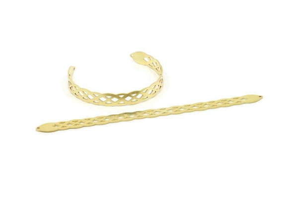 Adjustable Bangle Bracelet, Raw Brass Flat Bracelet With 2 Holes, Raw Brass Bracelet, Brass Bracelet Bangle (145x9x0.80mm) SMP1813