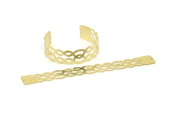 Adjustable Bangle Bracelet, Raw Brass Flat Bracelet With 2 Holes, Raw Brass Bracelet, Brass Bracelet Bangle (145x17x0.80mm) SMP1806