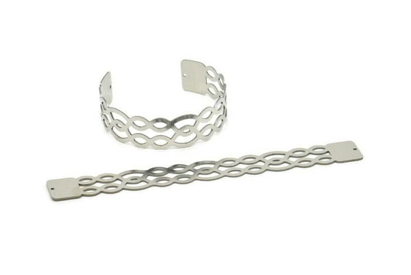 Adjustable Bangle Bracelet, Stainless Steel Flat Bracelet With 2 Holes, Steel Bracelet, Steel Bracelet Bangle (145x17x0.80mm) SMP1806
