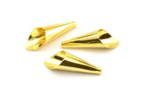 Gold Cone, 8 Gold Plated Brass Cone Bead Caps, Findings (21x7mm) D0059 Q0125