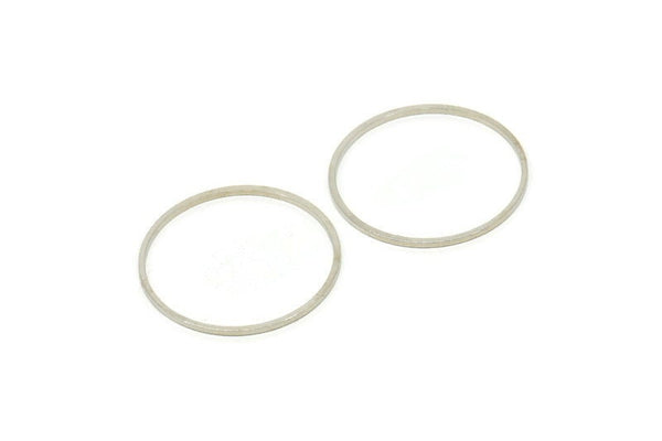 28mm Circle Connectors - 12 Silver Tone Brass Circle Connectors (28x1x1mm) BS 1090