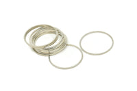 28mm Circle Connectors - 12 Silver Tone Brass Circle Connectors (28x1x1mm) BS 1090