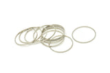 28mm Circle Connectors - 12 Silver Tone Brass Circle Connectors (28x1x1mm) BS 1090