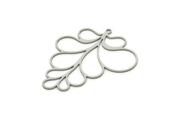 Steel Leaf Charm, Stainless Steel Leaf Charms With 1 Loop, Leaf Earrings (40x33x0.80mm) SMP1852