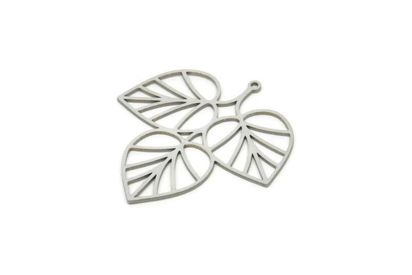 Steel Leaf Charm, Stainless Steel Leaf Charms With 1 Loop, Leaf Earrings (37x35x0.80mm) SMP1833
