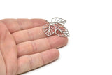 Steel Leaf Charm, Stainless Steel Leaf Charms With 1 Loop, Leaf Earrings (37x35x0.80mm) SMP1833