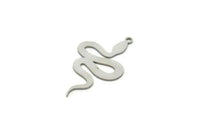 Steel Snake Charm, Stainless Steel Snake Charms With 1 Loop, Snake Pendants (30x18x0.80mm) SMP1822
