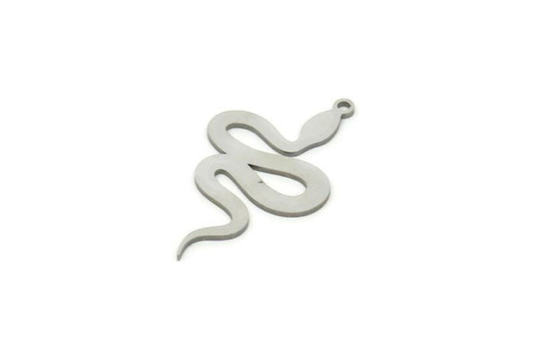 Steel Snake Charm, Stainless Steel Snake Charms With 1 Loop, Snake Pendants (30x18x0.80mm) SMP1822