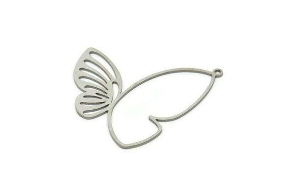 Steel Butterfly Charm, Stainless Steel Butterfly Charms With 1 Loop, Earring Findings (36x38x0.80mm) SMP1831
