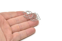 Steel Moon Charm, Stainless Steel Geometric Charms With 1 Loop, Findings (42x25x0.80mm) SMP1844