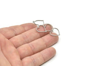 Steel Heart Charm, Stainless Steel Heart Charms With 1 Loop, Earrings, Pendants (43x23x0.80mm) SMP1843