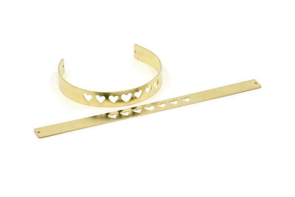 Brass Bracelet Heart, Raw Brass Flat Bracelet With 2 Holes, Raw Brass Heart Bangle, Bracelet Bangle (145x10x0.80mm) SMP1888