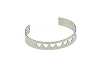Steel Bracelet Heart, Stainless Steel Flat Bracelet With 2 Holes, Steel Heart Bangle, Bracelet Bangle (145x10x0.80mm) SMP1888