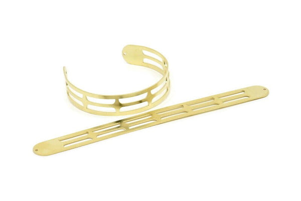 Adjustable Bangle Bracelet, Raw Brass Flat Bracelet With 2 Holes, Raw Brass Bracelet, Brass Bracelet Bangle (145x13x0.80mm) SMP1884