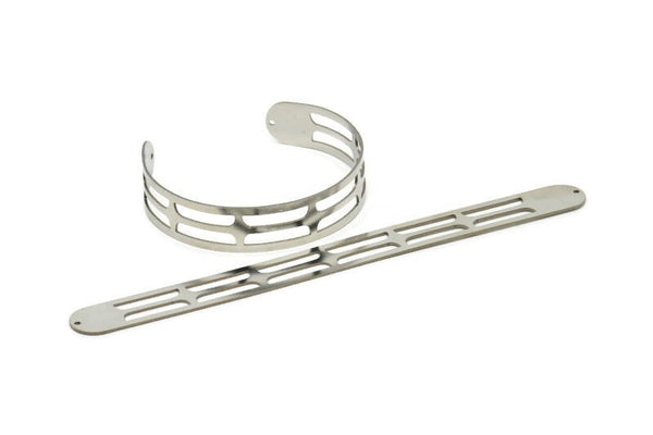 Adjustable Bangle Bracelet, Stainless Steel Flat Bracelet With 2 Holes, Steel Bracelet, Steel Bracelet Bangle (145x13x0.80mm) SMP1884
