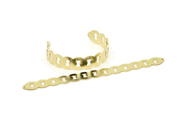 Adjustable Bangle Bracelet, Raw Brass Flat Bracelet With 2 Holes, Raw Brass Bracelet, Brass Bracelet Bangle (145x13x0.80mm) SMP1894
