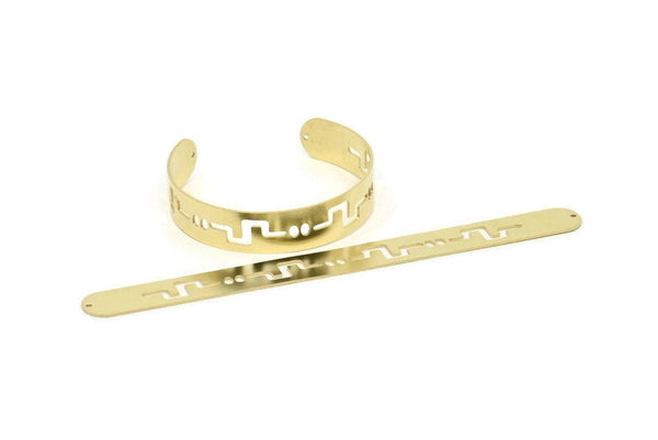 Adjustable Bangle Bracelet, Raw Brass Flat Bracelet With 2 Holes, Raw Brass Bracelet, Brass Bracelet Bangle (145x13x0.80mm) SMP1891