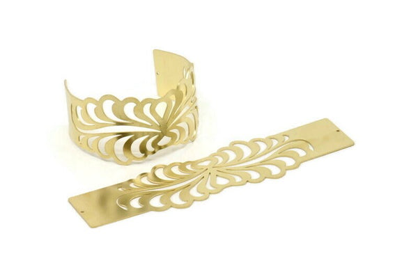 Adjustable Bangle Bracelet, Raw Brass Flat Bracelet With 2 Holes, Raw Brass Bracelet, Brass Bracelet Bangle (145x40x0.80mm) SMP1780
