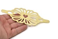 Brass Bracelet Heart, Raw Brass Flat Bracelet With 2 Holes, Raw Brass Heart Bangle, Bracelet Bangle (145x52x0.80mm) SMP1779