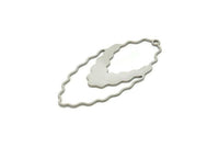 Steel Oval Charm, Stainless Steel Oval Pendants With 1 Loop, Steel Earrings (46x21x0.80mm) SMP1815