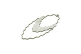 Steel Oval Charm, Stainless Steel Oval Pendants With 1 Loop, Steel Earrings (46x21x0.80mm) SMP1815