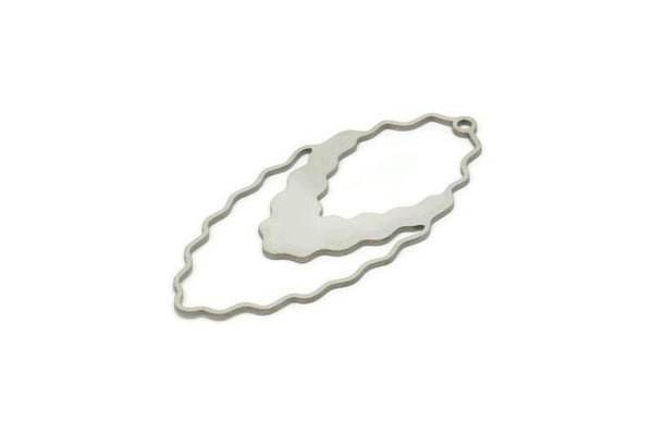 Steel Oval Charm, Stainless Steel Oval Pendants With 1 Loop, Steel Earrings (46x21x0.80mm) SMP1815