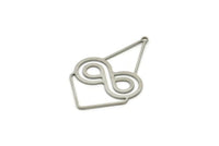 Steel Diamond Charm, Stainless Steel Infinity Shaped Charms With 1 Loop, Pendant Findings (38x24x0.80mm) SMP1817