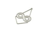 Steel Diamond Charm, Stainless Steel Infinity Shaped Charms With 1 Loop, Pendant Findings (38x24x0.80mm) SMP1817