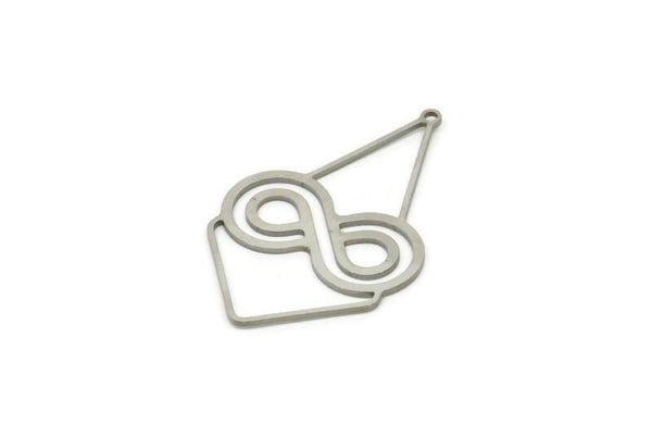 Steel Diamond Charm, Stainless Steel Infinity Shaped Charms With 1 Loop, Pendant Findings (38x24x0.80mm) SMP1817