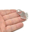 Steel Fringed Charm, Stainless Steel Fringe Shaped Charms With 1 Hole (41x29x0.80mm) SMP1840