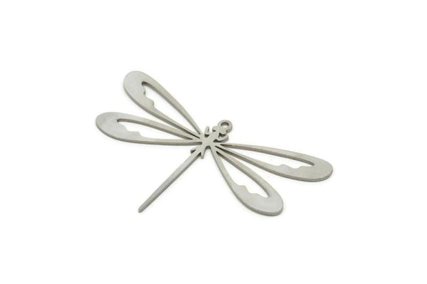 Steel Dragonfly Charm, Stainless Steel Dragonfly Shaped Charms With 1 Loop, Pendants, Findings (49x30x0.80mm) SMP1828