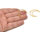 Gold Moon Charm, 6 Gold Plated Brass Crescent Moon Charms With 1 Loop (30x10x0.80mm) SMP0072 A6282 Q0291