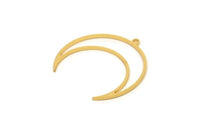 Gold Moon Charm, 6 Gold Plated Brass Crescent Moon Charms With 1 Loop (30x10x0.80mm) SMP0072 A6282 Q0291