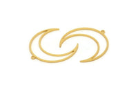 Gold Moon Charm, 6 Gold Plated Brass Crescent Moon Charms With 1 Loop (30x10x0.80mm) SMP0072 A6282 Q0291