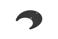 Siyah Ay Tılsımı, 2 Delikli 10 Dokulu Oksitlenmiş Siyah Pirinç Boynuz Tılsımı (25x12x0,50 mm) D1140