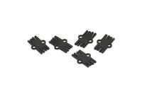 Siyah Etnik Charm, 2 Halkalı 50 Oksitlenmiş Siyah Pirinç Etnik Motifli Charm, Küpe Charm'ları, Bağlantı Parçaları (11x7x0,60 mm) A4091