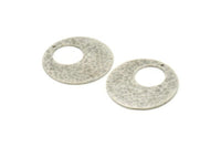 Hammered Ear Hoops, Antique Silver Plated Brass Round 1 Hole Stamping Earring Findings, (32mm) N0473