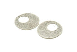 Hammered Ear Hoops, Antique Silver Plated Brass Round 1 Hole Stamping Earring Findings, (32mm) N0473