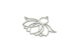 Steel Flower Charm, Stainless Steel Lotus Flower Charms With 1 Loop, Findings (26x34x0.80mm) SMP1824