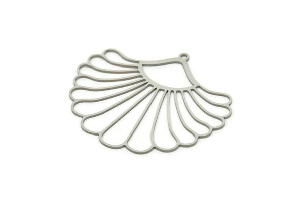 Steel Flower Charm, Stainless Steel Flower Charms With 1 Loop, Charm Pendants, Findings (40x46x0.80mm) SMP1849