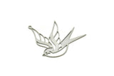 Steel Bird Charm, Stainless Steel Swallow Bird Charms With 1 Loop, Findings (39x37x0.80mm) SMP1870